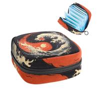1 borsa per assorbenti igienici, grande, riutilizzabile, per il primo periodo, per ragazze, donne, donne, 17 x 17 x 12 cm, motivo Yin Yang cinese, multicolore, 4.7x6.6x6.6 in/12x17x17 cm
