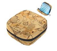 1 borsa per assorbenti igienici, grande, riutilizzabile, per il primo periodo, per ragazze, donne, donne, 17 x 17 x 12 cm, bussola con mappa del mondo antico
