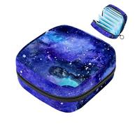 1 borsa per assorbenti igienici, grande, riutilizzabile, per il primo periodo, per ragazze, donne, donne, 17 x 17 x 12 cm, con glitter blu cielo stellato