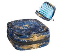 1 borsa per assorbenti igienici, grande, riutilizzabile, per il primo periodo, per ragazze, donne, donne, 17 x 17 x 12 cm, ruota astrologica con segni zodiacali, multicolore, 4.7x6.6x6.6 in/12x17x17