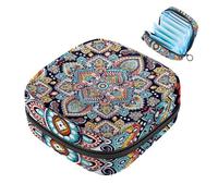 1 borsa per assorbenti igienici, grande, riutilizzabile, per il primo periodo, per ragazze, donne, donne, 17 x 17 x 12 cm, mandala indiano psichedelico henné, multicolore, 4.7x6.6x6.6 in/12x17x17 cm