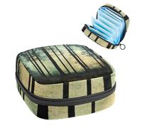 1 borsa per assorbenti igienici, grande, riutilizzabile, per il primo periodo, per ragazze, donne, donne, 17 x 17 x 12 cm, stampa rustica nei toni della foresta verde