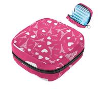 1 borsa per assorbenti igienici, grande, riutilizzabile, per il primo periodo, per ragazze, donne, donne, 17 x 17 x 12 cm, motivo Torre Eiffel di Parigi rosa