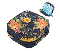 1 borsa per assorbenti igienici, grande, riutilizzabile, per il primo periodo, per ragazze, donne, donne, 17 x 17 x 12 cm, bouquet di acquerelli su sfondo scuro
