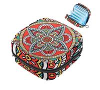 1 borsa per assorbenti igienici, grande, riutilizzabile, per il primo periodo, per ragazze, donne, donne, 17 x 17 x 12 cm, motivo mandala psichedelico