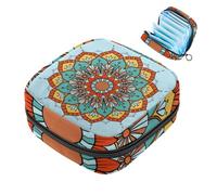 1 borsa per assorbenti igienici, grande, riutilizzabile, per il primo periodo, per ragazze, donne, donne, 17 x 17 x 12 cm, motivo floreale mandala blu bohémien