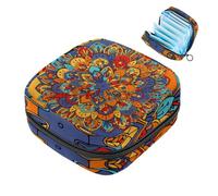 1 borsa per assorbenti igienici, grande, riutilizzabile, per il primo periodo, per ragazze, donne, donne, 17 x 17 x 12 cm, motivo mandala estetico, henné psichedelico