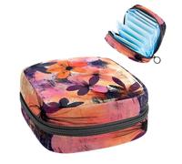 1 borsa per assorbenti igienici, grande, riutilizzabile, per il primo periodo, per ragazze, donne, donne, 17 x 17 x 12 cm, motivo floreale astratto che sboccia floreale senza cuciture