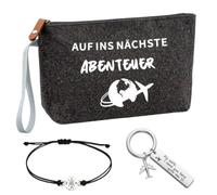1 Borsa Per Cosmetici Da Viaggio, 1 Portachiavi E 1 Braccialetto Con Bussola, Custodia In Feltro, Regalo Fortunato Per Il Viaggio.