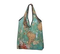 1 borsa per la spesa pieghevole, riutilizzabile, lavabile, leggera | Borse di totalizzatore di grande capacità stampate mondo di viaggio per stoccaggio di viaggio del supermercato