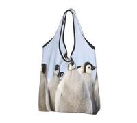 1 borsa per la spesa pieghevole, riutilizzabile, lavabile, leggera | Giovani pinguini con la neve ha stampato le borse di totalizzatore di grande capacità per stoccaggio di viaggio del