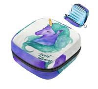 1 borsa portaoggetti per assorbenti igienici, grande organizer riutilizzabile per il primo ciclo mestruale, per ragazze e donne, 17 x 17 x 12 cm, grazioso unicorno acquerello con dolci sogni