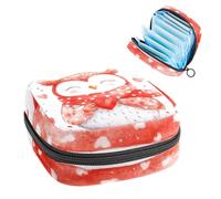 1 borsa portaoggetti per assorbenti igienici, grande organizer riutilizzabile per il primo ciclo mestruale per ragazze donne signore - 17 x 17 x 12 cm/acquerello simpatico gufo in inverno sciarpa