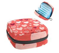 1 borsa portaoggetti per assorbenti igienici, grande, riutilizzabile, per il primo ciclo mestruale, per ragazze, donne, 17 x 17 x 12 cm, con grazioso cuore rosso pesca