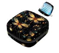 1 borsa portaoggetti per assorbenti igienici, grande, riutilizzabile, per il primo periodo, per ragazze, donne, donne, 17 x 17 x 12 cm, motivo foresta con lucciole colorate, multicolore 03,