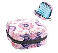1 borsa portaoggetti per assorbenti igienici, grande, riutilizzabile, per il primo periodo, per ragazze, donne, donne, 17 x 17 x 12 cm, motivo floreale con mandala floreale multicolore