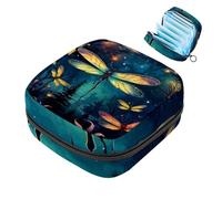 1 borsa portaoggetti per assorbenti igienici, grande, riutilizzabile, per il primo periodo, per ragazze, donne, donne, 17 x 17 x 12 cm, motivo foresta con lucciole colorate