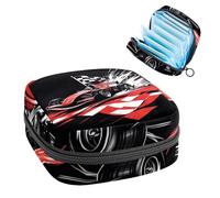 1 borsa portaoggetti per assorbenti igienici, grande, riutilizzabile, per il primo periodo, per ragazze, donne, donne, 17 x 17 x 12 cm, auto da corsa con bandiera a scacchi