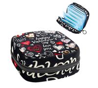 1 borsa portaoggetti per assorbenti igienici, grande, riutilizzabile, per il primo periodo, per ragazze, donne, donne, 17 x 17 x 12 cm, motivo con cuori rossi per San Valentino