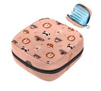 1 borsa portaoggetti per assorbenti igienici, grande, riutilizzabile, per il primo periodo, per ragazze, donne, donne, 17 x 17 x 12 cm, con simpatico volto di animale, panda, koala, orso, leone