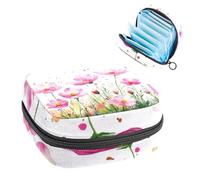 1 borsa portaoggetti per assorbenti igienici, grande, riutilizzabile, per il primo periodo, per ragazze, donne, donne, 17 x 17 x 12 cm, acquerello rosa cosmo fiori