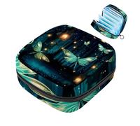 1 borsa portaoggetti per assorbenti igienici, grande, riutilizzabile, per il primo periodo, per ragazze, donne, donne, 17 x 17 x 12 cm, motivo foresta con lucciole colorate, Multicolore 08,