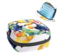 1 borsa portaoggetti per assorbenti igienici, grande, riutilizzabile, per il primo periodo, per ragazze, donne, donne, 17 x 17 x 12 cm, acquerello tucano uccelli e piante da frutto tropicali