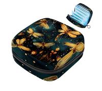 1 borsa portaoggetti per assorbenti igienici, grande, riutilizzabile, per il primo periodo, per ragazze, donne, donne, 17 x 17 x 12 cm, motivo foresta con lucciole colorate, Multicolore 07,