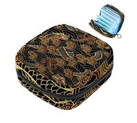 1 borsa portaoggetti per assorbenti igienici, grande, riutilizzabile, per il primo periodo, per ragazze, donne, donne, 17 x 17 x 12 cm, motivo tradizionale giapponese con draghi e nuvole ondulate
