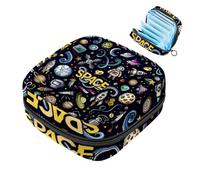 1 borsa portaoggetti per assorbenti igienici, grande, riutilizzabile, per il primo periodo, per ragazze e donne, 17 x 17 x 12 cm, motivo astronave cosmonauta