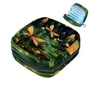 1 borsa portaoggetti per assorbenti igienici, grande, riutilizzabile, per il primo periodo, per ragazze, donne, donne, 17 x 17 x 12 cm, motivo foresta con lucciole colorate