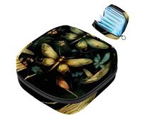 1 borsa portaoggetti per assorbenti igienici, grande, riutilizzabile, per il primo periodo, per ragazze, donne, donne, 17 x 17 x 12 cm, motivo foresta con lucciole colorate, Multicolore 04,