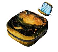 1 borsa portaoggetti per assorbenti igienici, grande, riutilizzabile, per il primo periodo, per ragazze, donne, donne, 17 x 17 x 12 cm, motivo foresta con lucciole colorate, Multicolore 04,