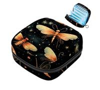 1 borsa portaoggetti per assorbenti igienici, grande, riutilizzabile, per il primo periodo, per ragazze, donne, donne, 17 x 17 x 12 cm, motivo foresta con lucciole colorate, multicolore 03,