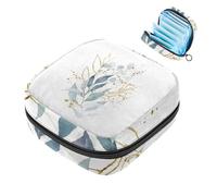 1 borsa portaoggetti per assorbenti igienici, grande, riutilizzabile, per il primo periodo, per ragazze, donne, donne, 17 x 17 x 12 cm, bouquet di erbe dorate con foglie verdi e acquerelli