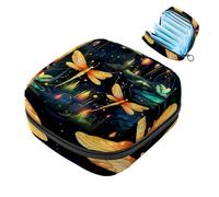 1 borsa portaoggetti per assorbenti igienici, grande, riutilizzabile, per il primo periodo, per ragazze, donne, donne, 17 x 17 x 12 cm, motivo foresta con lucciole colorate