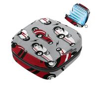 1 borsa portaoggetti per assorbenti igienici, grande, riutilizzabile, per il primo periodo, per ragazze, donne, donne, 17 x 17 x 12 cm, auto da corsa con bandiera a scacchi
