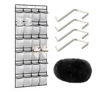 1 Borsa Portascarpe Con 4 Ganci Metallici, 1 Guanto Lustrascarpe, Scarpiera Appesa, Borsa Portascarpe Alla Porta, Borsa Portaoggetti a 24 Scomparti, Borsa Pieghevole in Rete