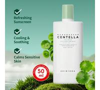 1 Bottiglia (50ml) Lozione solare lenitiva con Centella del Madagascar e Tea Tree, SPF50+ P controllo dell'olio e riparazione, adatta per pelle grassa e addestramento militare estivo