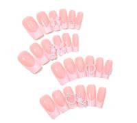 1 Box Bara False Chiodi Premere Unghie Con Perle Coperte Piene Bastoncini Punta Francese Falsa Bara Falsa