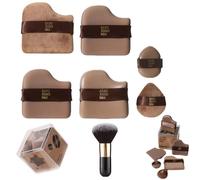 1 Box of 6 PCS Chocolate Biscuit Powder Puff,Chocolate Color Quick Makeup Puff Set,Washable Foundation Sponge Applicator,Mini Powder Blusher Puffs Set (1Box(6pcs))