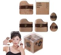 1 Box of 6PCS Guo Xiao Niu Makeup Puff, Guo Xiao Niu Cushion Foundation Puff, Chocolate Color Quick Makeup, For Natural And Easy Makeup Soft Long-Lasting (1PCS)