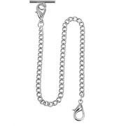 1 bracciale a catena a T corta e chiusura a moschettone a forma di orologio da tasca da 37,5 cm, catena vintage in lega di metallo per uomo/donna, CH1-scheggia