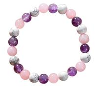 1 braccialetto alla moda for il sonno riequilibrante dell'aura, del con pietra da 8 mm, turchese bianco, ametista, quarzo rosa