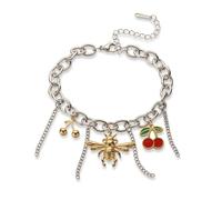1 braccialetto estivo realizzato in acciaio inossidabile non a vela braccialetti con catena a forma di tartaruga ciondoli a forma di stella marina conchiglie e api per le donne, Pietra