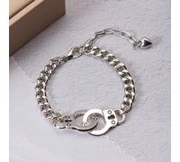 1 Braccialetto Unisex Alla Moda Con Manette A Catena Spessa Nk, Stile Punk/hip Hop, Scelta Della Coppia Tagli Unica,catena a 2 pacchi,Corda cerata in confezione da 2,Acciaio inossidabile argento,Accia