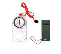 1 bussola multifunzione da esterno con cordino, 1 fischietto per sopravvivenza, righello per mappe, lente d'ingrandimento, navigazione con bussola impermeabile, adatto per escursioni, esplorare e