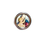 1 CALAMITA CORNICE CROMATA BIG MAGNETE 4 CM CIRCA MADONNA MARIA BIADESIVO PROTEGGI AUTO E VIAGGIO ADAGIO O NON CORRERE,SANTINO VINTAGE + UN PORTAFORTUNA