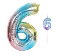 1 Candela Numero 6, 1 Palloncino Numero 6, Candela Decorativa Per Il 6° Compleanno, Decorazioni Per Feste A Sirena, Strumenti Per Decorazioni Di Compleanno
