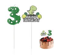 1 Candela Per Il 3° Compleanno, 1 Inserto Per Torta Con Dinosauro, Candela Per Torta Di Compleanno, Candela Per Decorazione Torta, Candela Verde